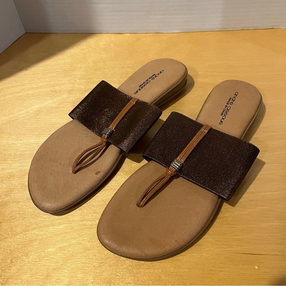 Andre Assous Nice Sandal size 9 Brown stretch sandals slip on - Picture 1 of 7